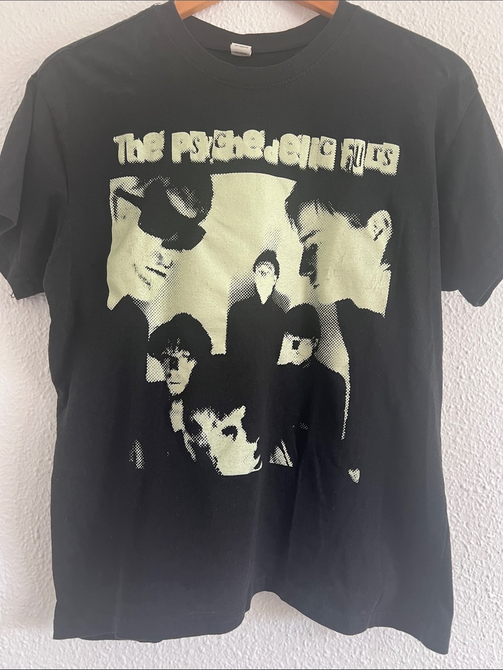 Psychadelic Furs Black Graphic Band Tee with Pale Yellow Print - Unbranded